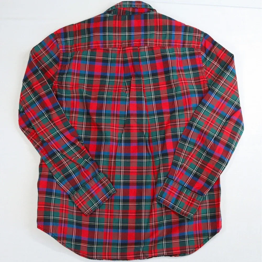 Ralph Lauren Tartan Plaid Button Down Shirt Kids Size 6 Red Blue Green LS Preppy